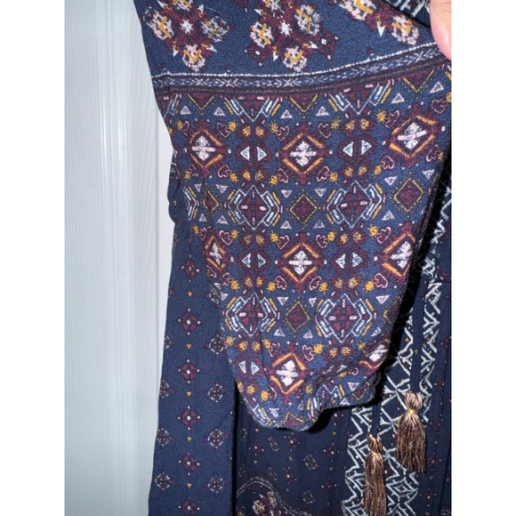 Women's Knox Rose Navy White Patterned Long Sleeve Tunic Dress M​ - Picture 3 of 8